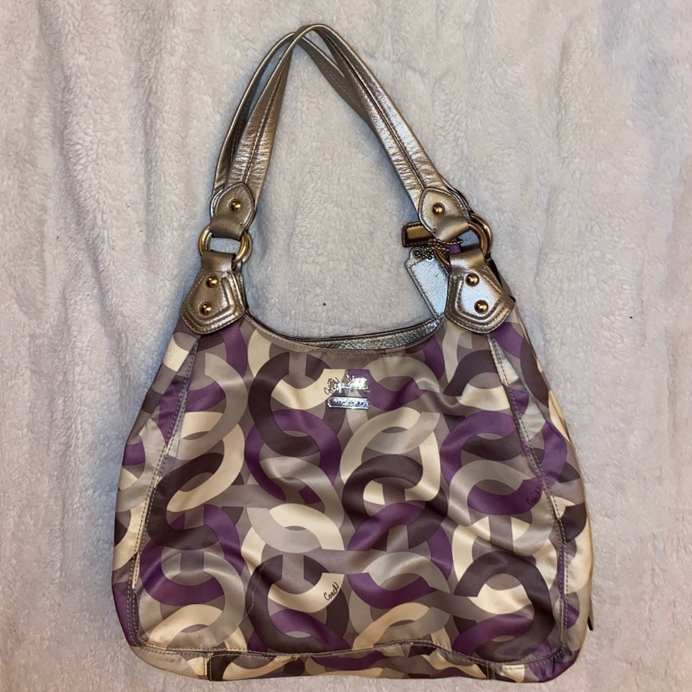 vintage purple and silver coach bag purse - Picture 2 of 4